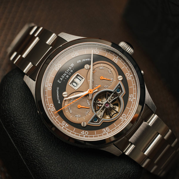 Earnshaw Grand Date Calendar Open Heart Automatic Ghost Grey