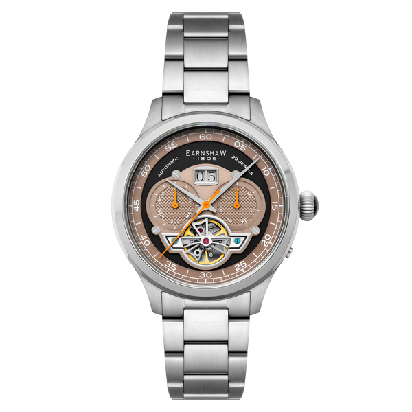 earnshaw Grand Date Calendar Open Heart Automatic Ghost Grey