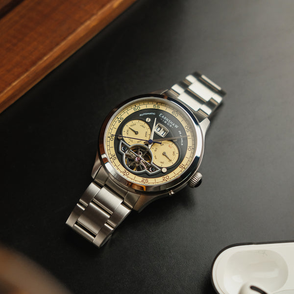 Earnshaw Grand Date Calendar Open Heart Automatic Moss Green