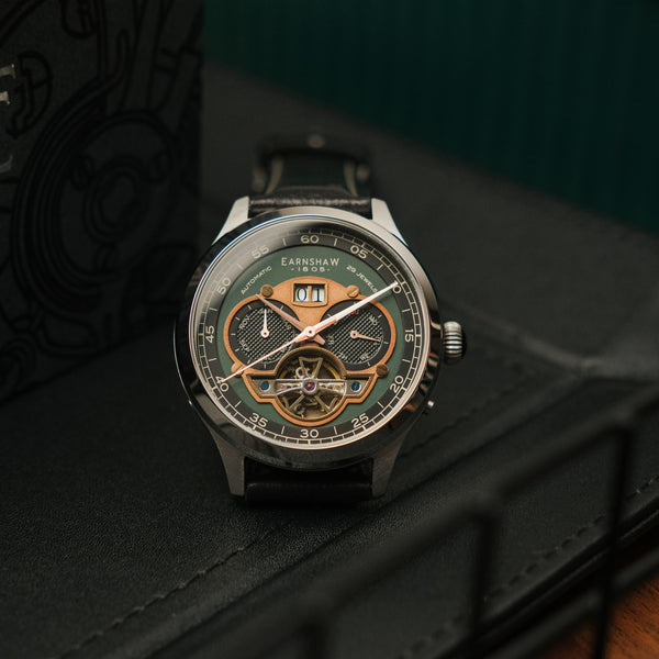 Earnshaw Grand Date Calendar Open Heart Automatic Vintage Green