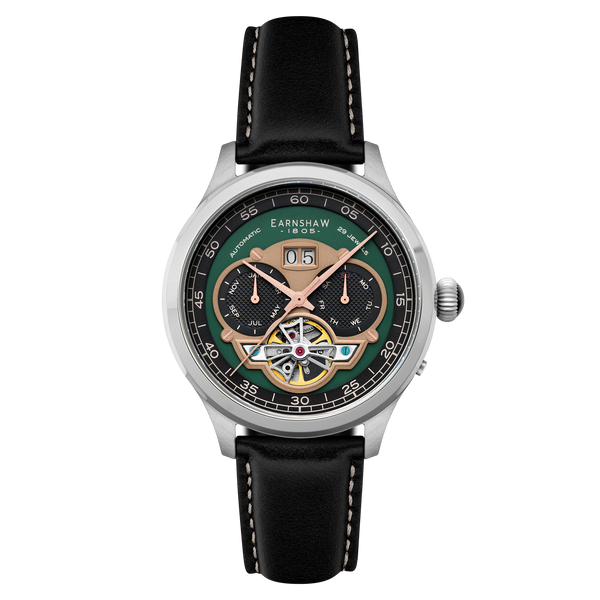 earnshaw Grand Date Calendar Open Heart Automatic Vintage Green