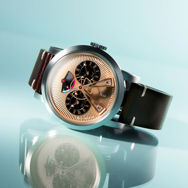 Earnshaw Power Reserve Dual Time Automatic Limited Edition Cocoa Brown