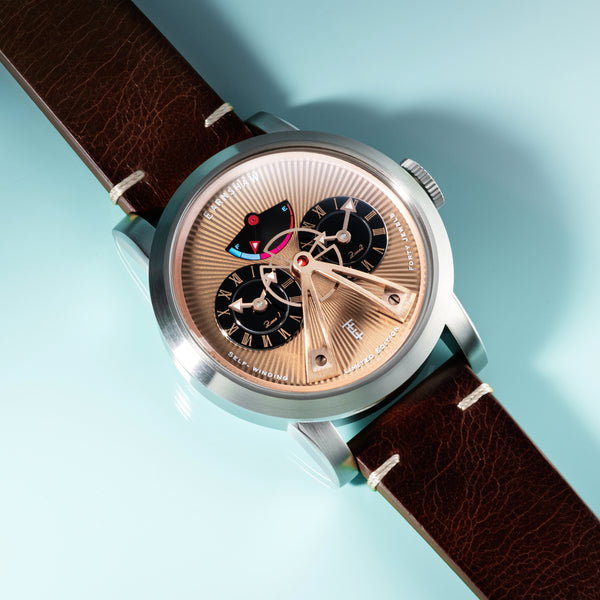 Earnshaw Power Reserve Dual Time Automatic Limited Edition Cocoa Brown
