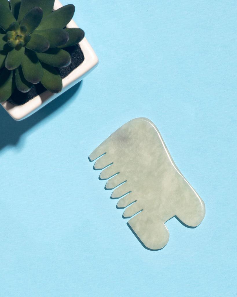Earth Harbor ISLAND JADE Gemstone Gua Sha + Massaging Comb