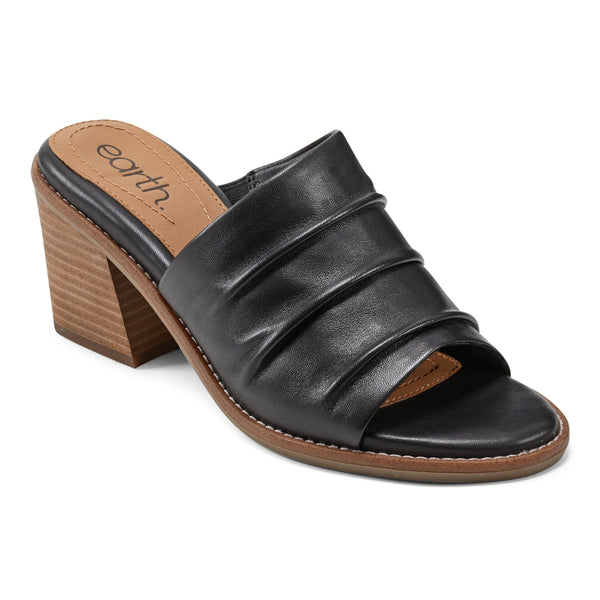 Earth Shoes Adara Ruched Slip-On Dress Sandals Black