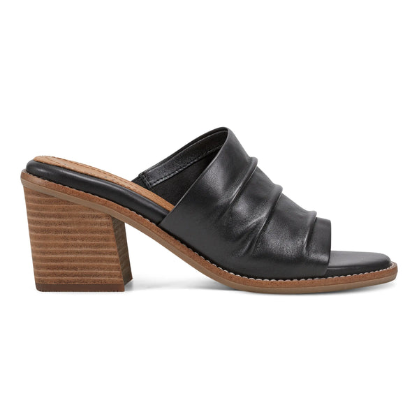 earth shoes Adara Ruched Slip-On Dress Sandals Black