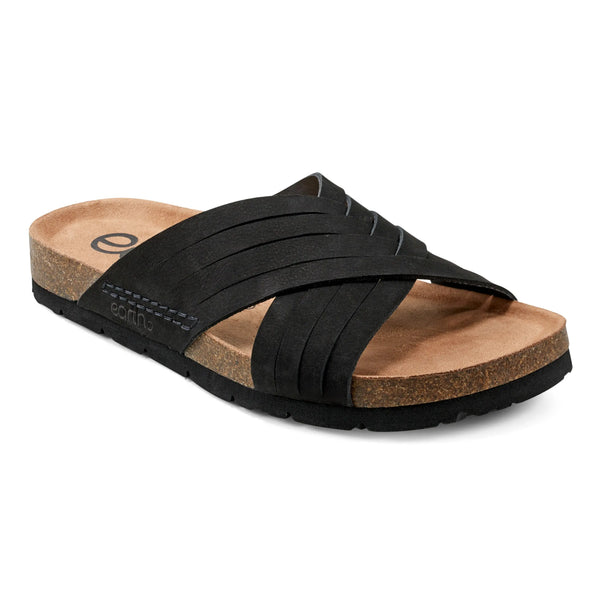 Earth Shoes Atlas Square Toe Slip-on Strappy Casual Sandals Black