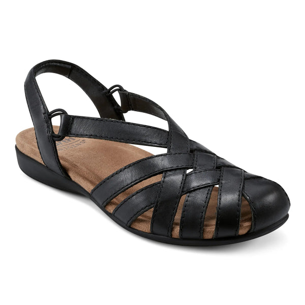 Earth Shoes Berri Woven Casual Round Toe Slip-on Sandals Black