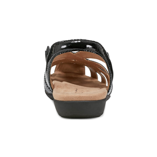 Earth Shoes Berri Woven Casual Round Toe Slip-on Sandals Black Patent