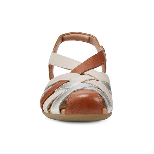 Earth Shoes Berri Woven Casual Round Toe Slip-on Sandals Medium Brown
