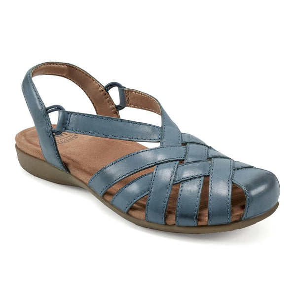 Earth Shoes Berri Woven Casual Round Toe Slip-on Sandals Medium Blue