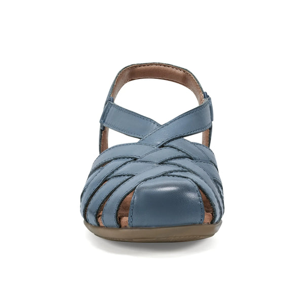 Earth Shoes Berri Woven Casual Round Toe Slip-on Sandals Medium Blue
