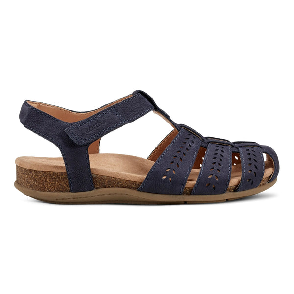 earth shoes Birdy Casual Round Toe Slip-On Sandals Dark Blue