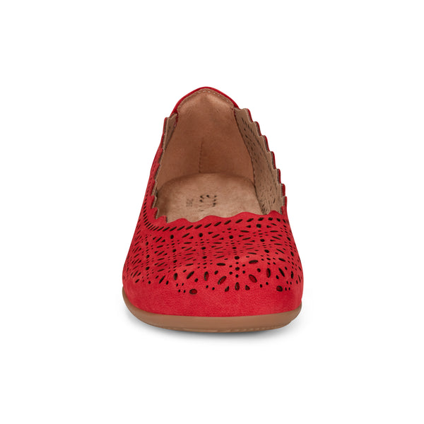 Earth Shoes Bria Round Toe Casual Slip-on Ballet Flats Medium Red