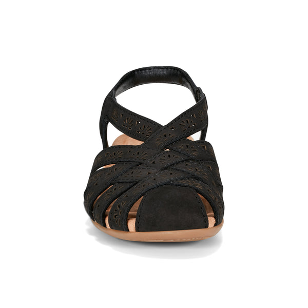 Earth Shoes Briel Round Toe Casual Slingback Flat Sandals Black