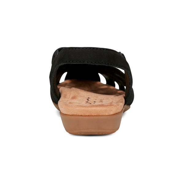 Earth Shoes Briel Round Toe Casual Slingback Flat Sandals Black