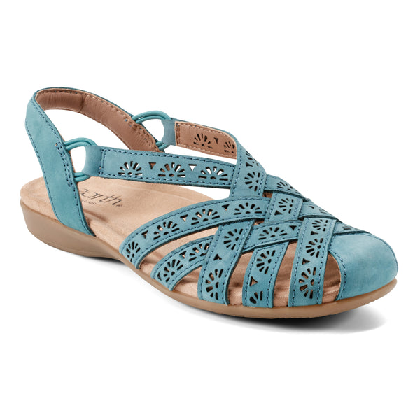 Earth Shoes Briel Round Toe Casual Slingback Flat Sandals Turquoise