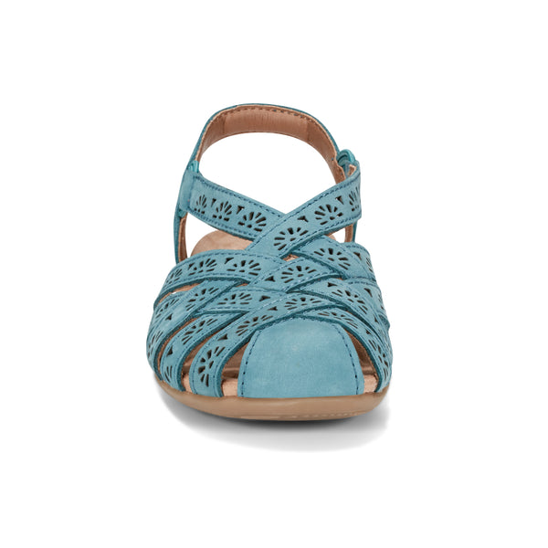 Earth Shoes Briel Round Toe Casual Slingback Flat Sandals Turquoise