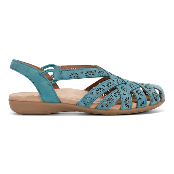 earth shoes Briel Round Toe Casual Slingback Flat Sandals Turquoise