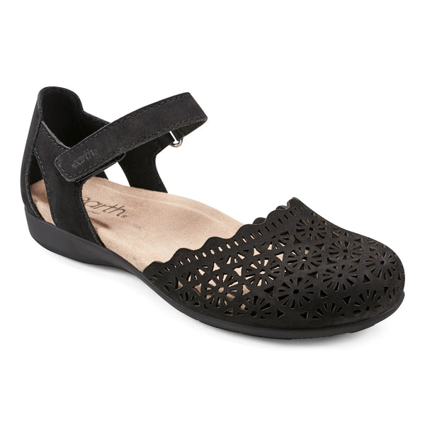 Earth Shoes Bronnie Casual Slip-On Perforated Sandals Black