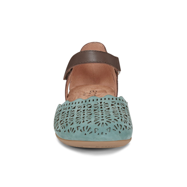 Earth Shoes Bronnie Casual Slip-On Perforated Sandals Green/Brown
