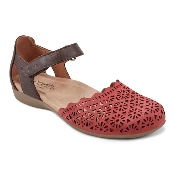 Earth Shoes Bronnie Casual Slip-On Perforated Sandals Medium Red