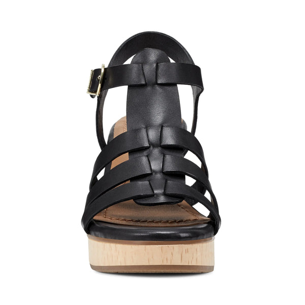Earth Shoes Adona Fisherman Platform Sandals Black