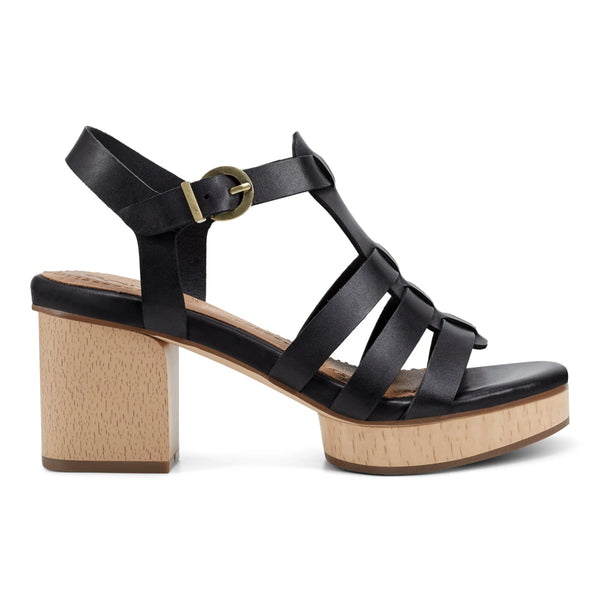earth shoes Adona Fisherman Platform Sandals Black