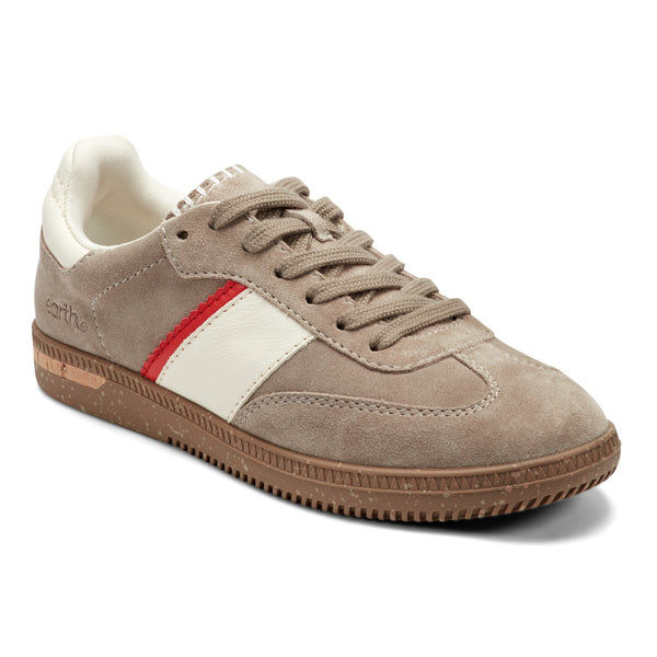 Earth Shoes Penny Lace-Up Sneakers Taupe Suede