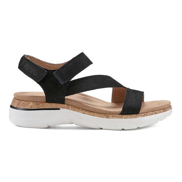earth shoes Roni Casual Strappy Flat Sandals Black