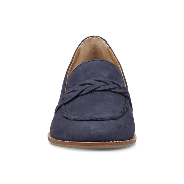 Earth Shoes Edie Stacked Heel Casual Slip-on Loafers Dark Blue