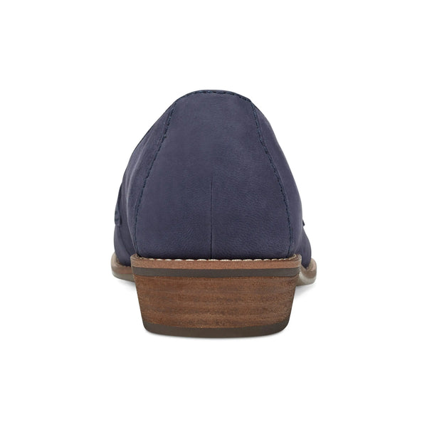 Earth Shoes Edie Stacked Heel Casual Slip-on Loafers Dark Blue