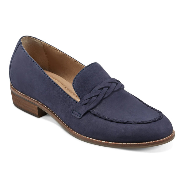 Earth Shoes Edie Stacked Heel Casual Slip-on Loafers Dark Blue