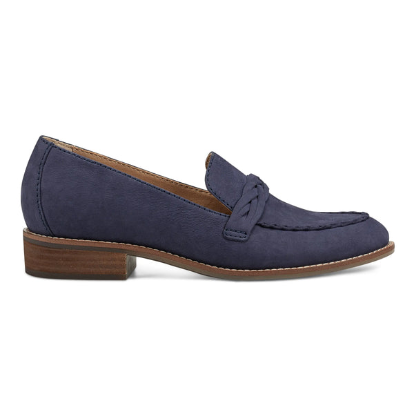 earth shoes Edie Stacked Heel Casual Slip-on Loafers Dark Blue