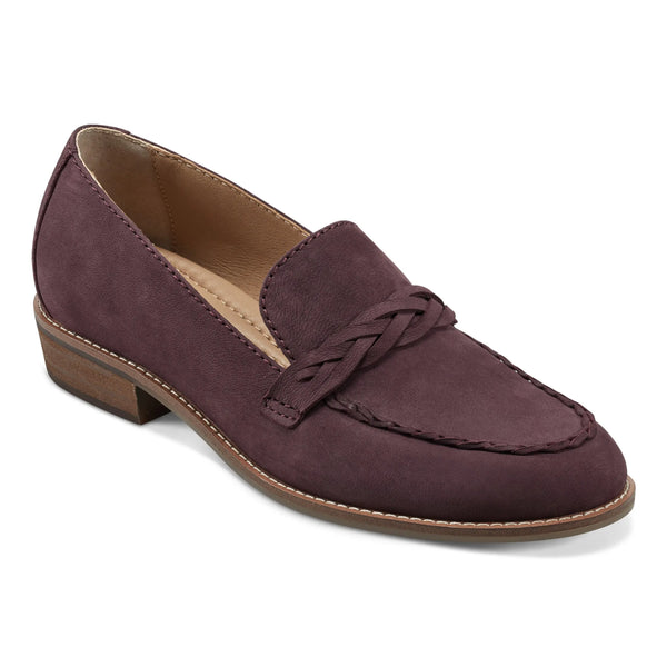 Earth Shoes Edie Stacked Heel Casual Slip-on Loafers Dark Red