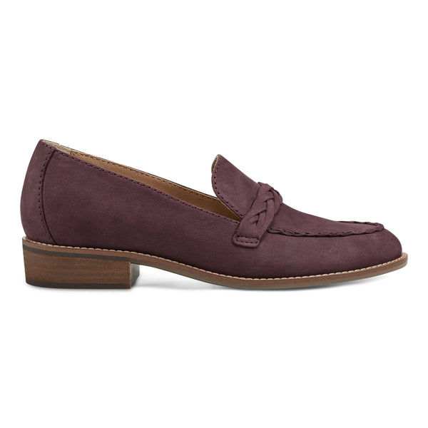 earth shoes Edie Stacked Heel Casual Slip-on Loafers Dark Red