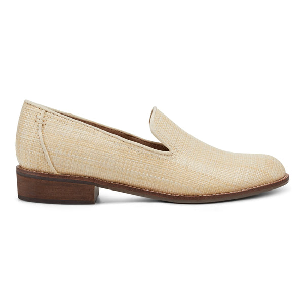 earth shoes Edna Round Toe Casual Slip-on Flat Loafers Natural Raffia
