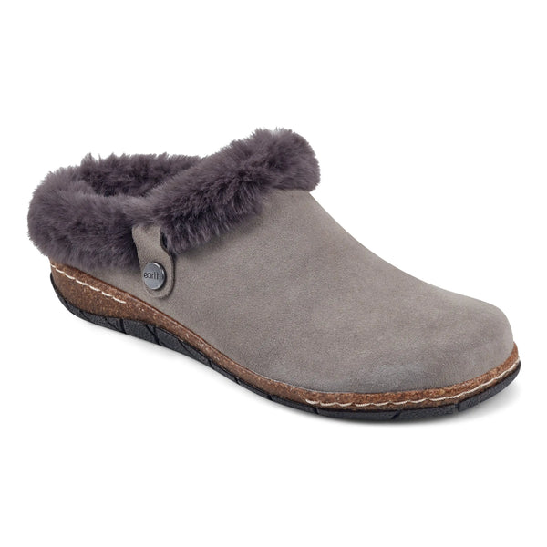 Earth Shoes Elena Cold Weather Round Toe Casual Slip-on Clogs Medium Gray