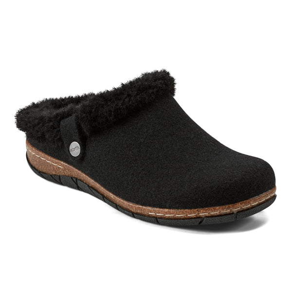 Earth Shoes Elena Cold Weather Round Toe Casual Slip-on Clogs Black