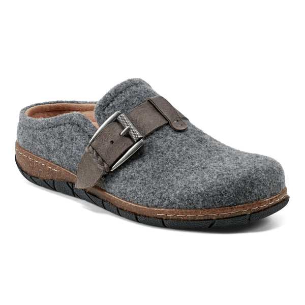 Earth Shoes Eras Casual Slip-on Round Toe Flat Clogs Light Gray Wool