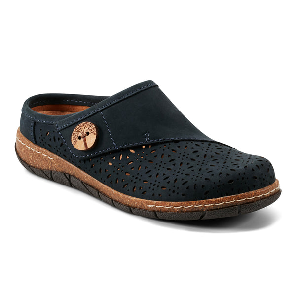Earth Shoes Erinn Round Toe Casual Slip-on Flat Clogs Dark Blue
