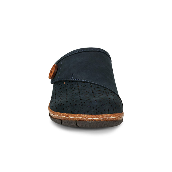 Earth Shoes Erinn Round Toe Casual Slip-on Flat Clogs Dark Blue