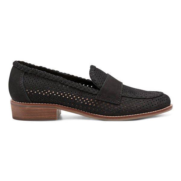 earth shoes Evvie Casual Slip-On Perforated Loafers Black