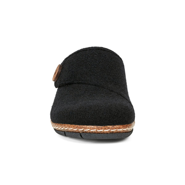 Earth Shoes Ezra Round Toe Casual Slip-on Flat Clogs Black Wool