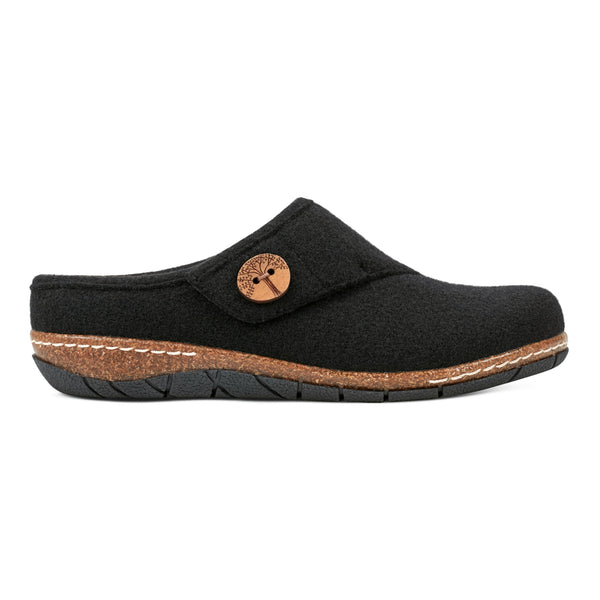 earth shoes Ezra Round Toe Casual Slip-on Flat Clogs Black Wool