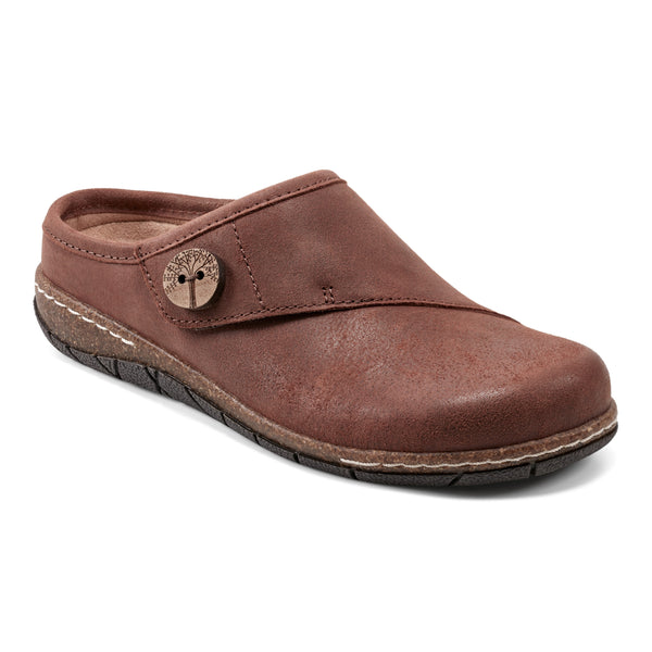 Earth Shoes Ezra Round Toe Casual Slip-on Flat Clogs Dark Brown