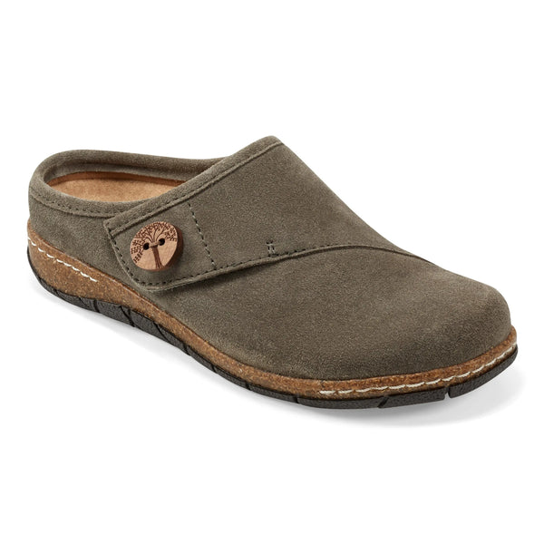 Earth Shoes Ezra Round Toe Casual Slip-on Flat Clogs Dark Green