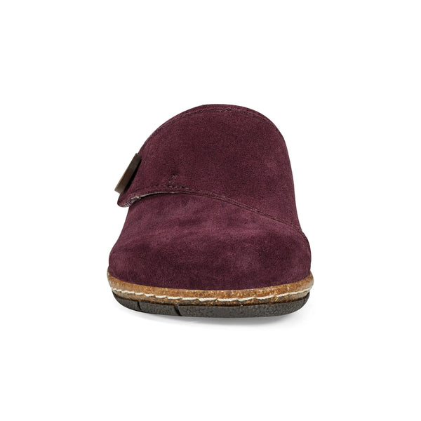 Earth Shoes Ezra Round Toe Casual Slip-on Flat Clogs Dark Red