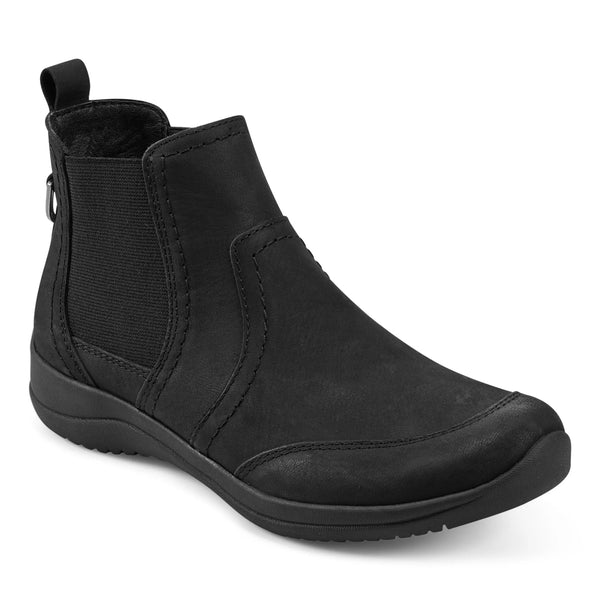 Earth Shoes Faine Round Toe Casual Slip-on Flat Booties Black