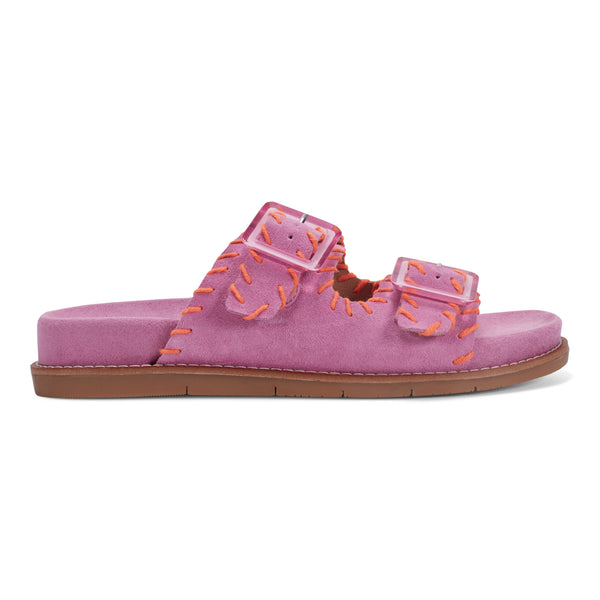 earth shoes Fausto Round Toe Casual Flat Strappy Sandals Dark Pink